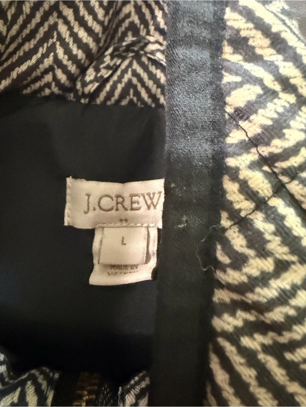 J. Crew Quilted Herringbone Vest in Black and Cream